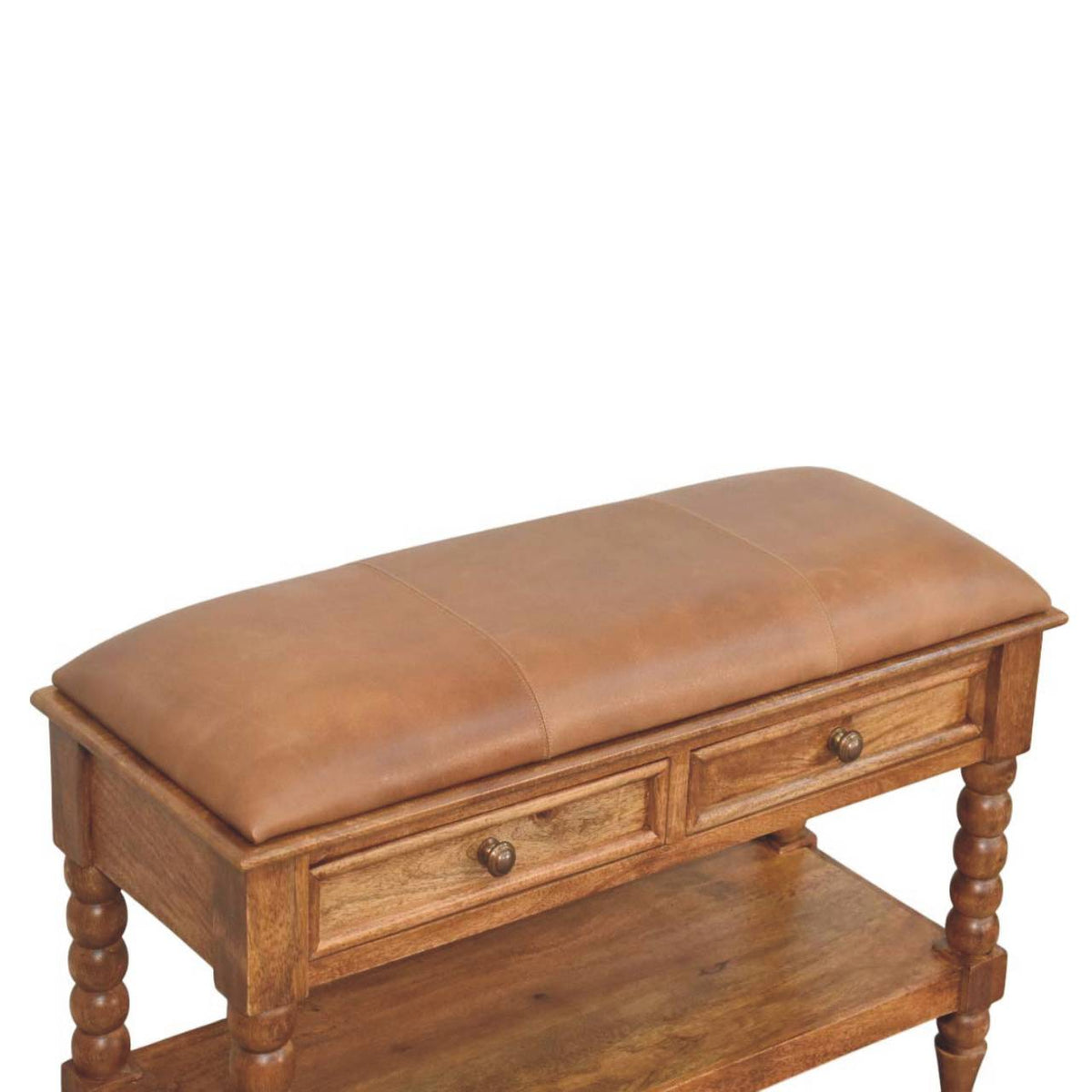 Spindle Leather Bench
