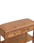 Spindle Leather Bench