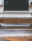 Chestnut Curved Edge Media Unit with 2 Drawers