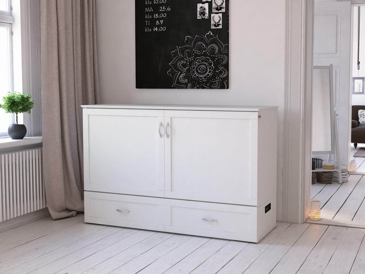 AFI Furnishings Hamilton Murphy Cabinet Bed Chest with 6" Gel Memory Foam Mattress, Storage Drawer and Built in Charger, image 2