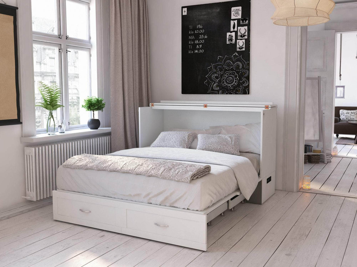 AFI Furnishings Hamilton Murphy Cabinet Bed Chest with 6" Gel Memory Foam Mattress, Storage Drawer and Built in Charger, image 3