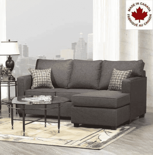 Aman Burnaby Grey Fabric Condo Sectional Sofa, image 1