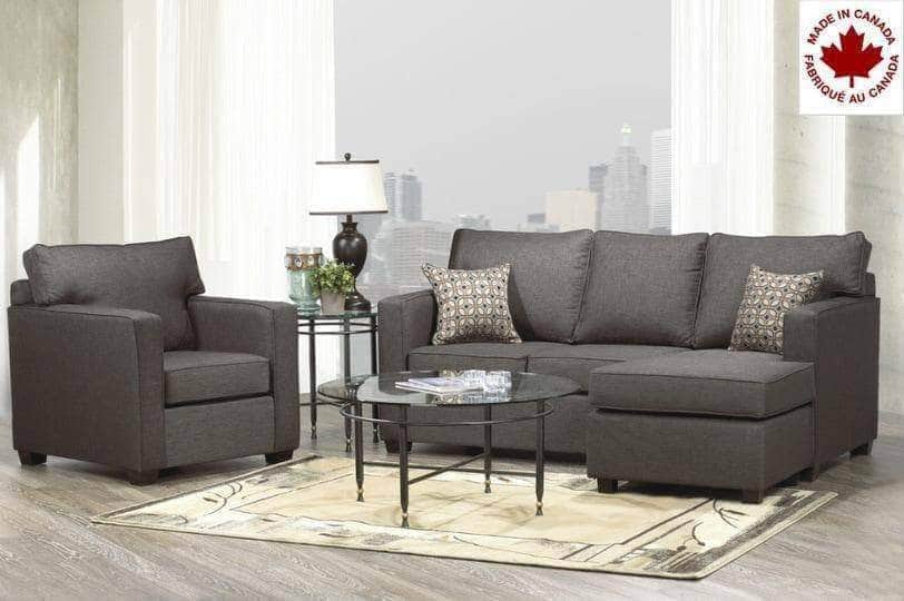 Aman Burnaby Grey Fabric Condo Sectional Sofa, image 2