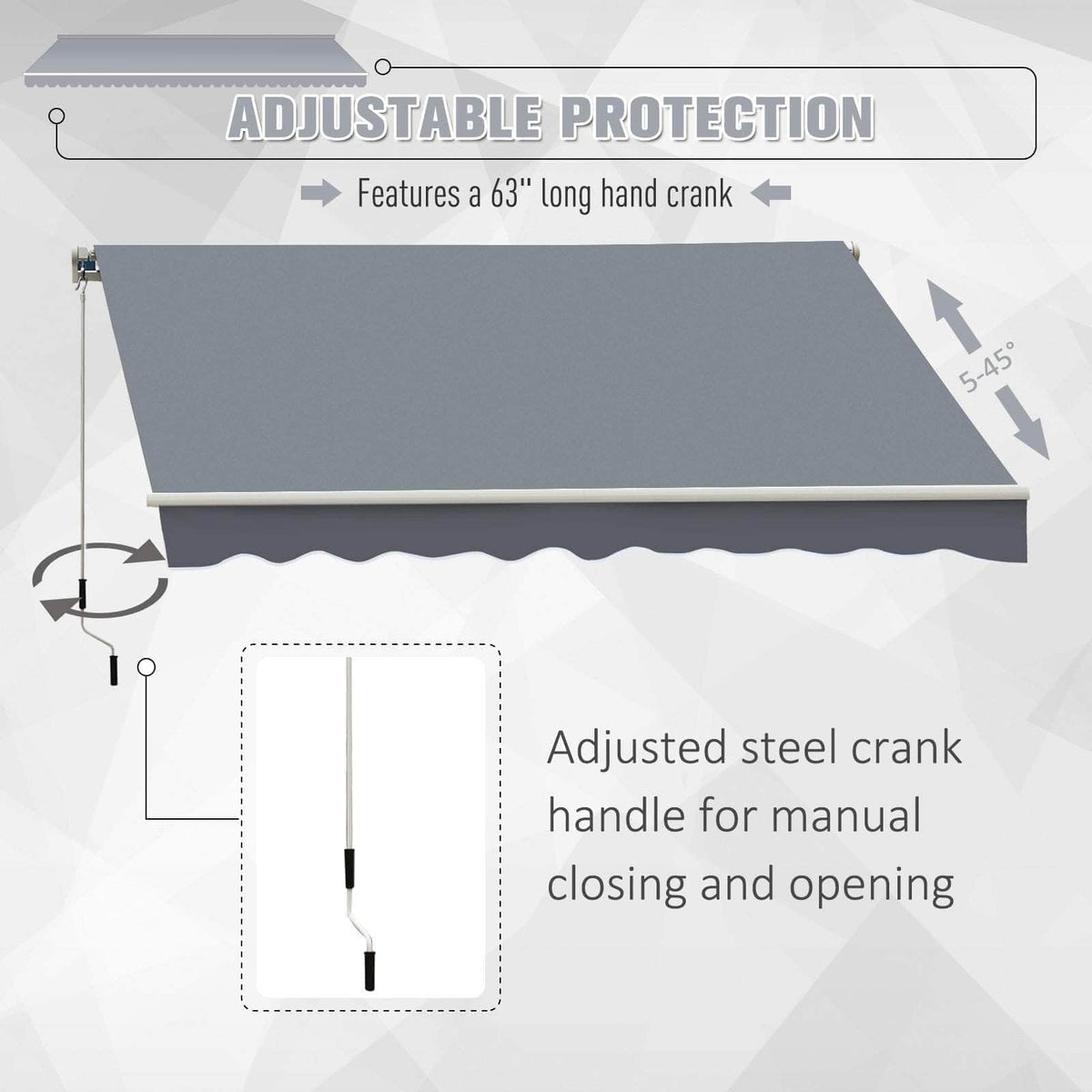 Aosom 8.2ft x 6.6ft Retractable Awning Sunshade Shelter Canopy for Patio Outdoor Deck, image 19