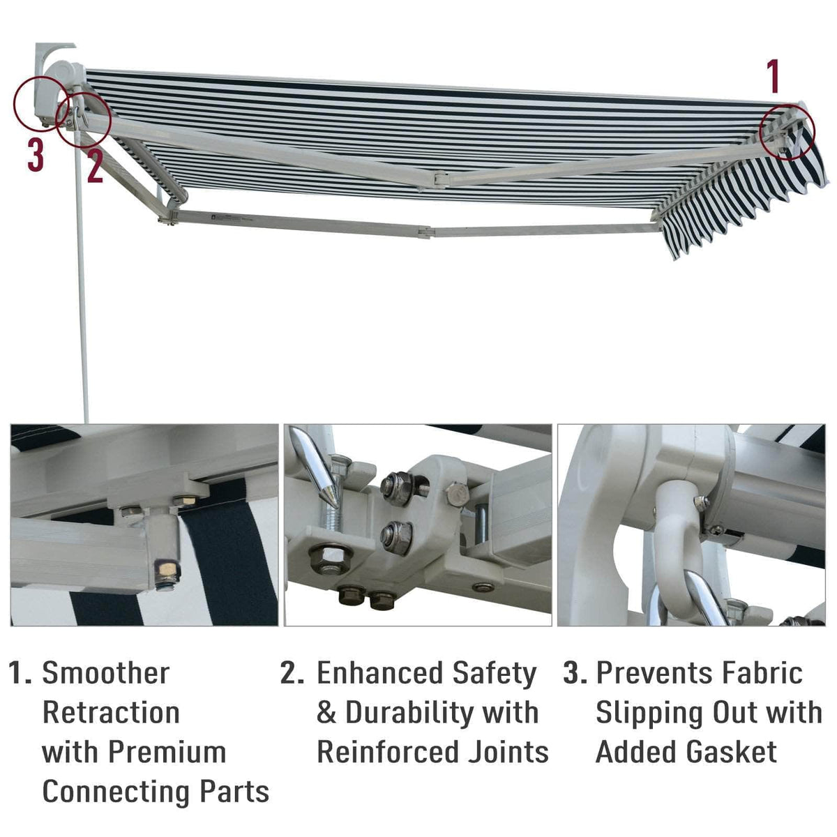 Aosom 8.2ft x 6.6ft Retractable Awning Sunshade Shelter Canopy for Patio Outdoor Deck, image 11