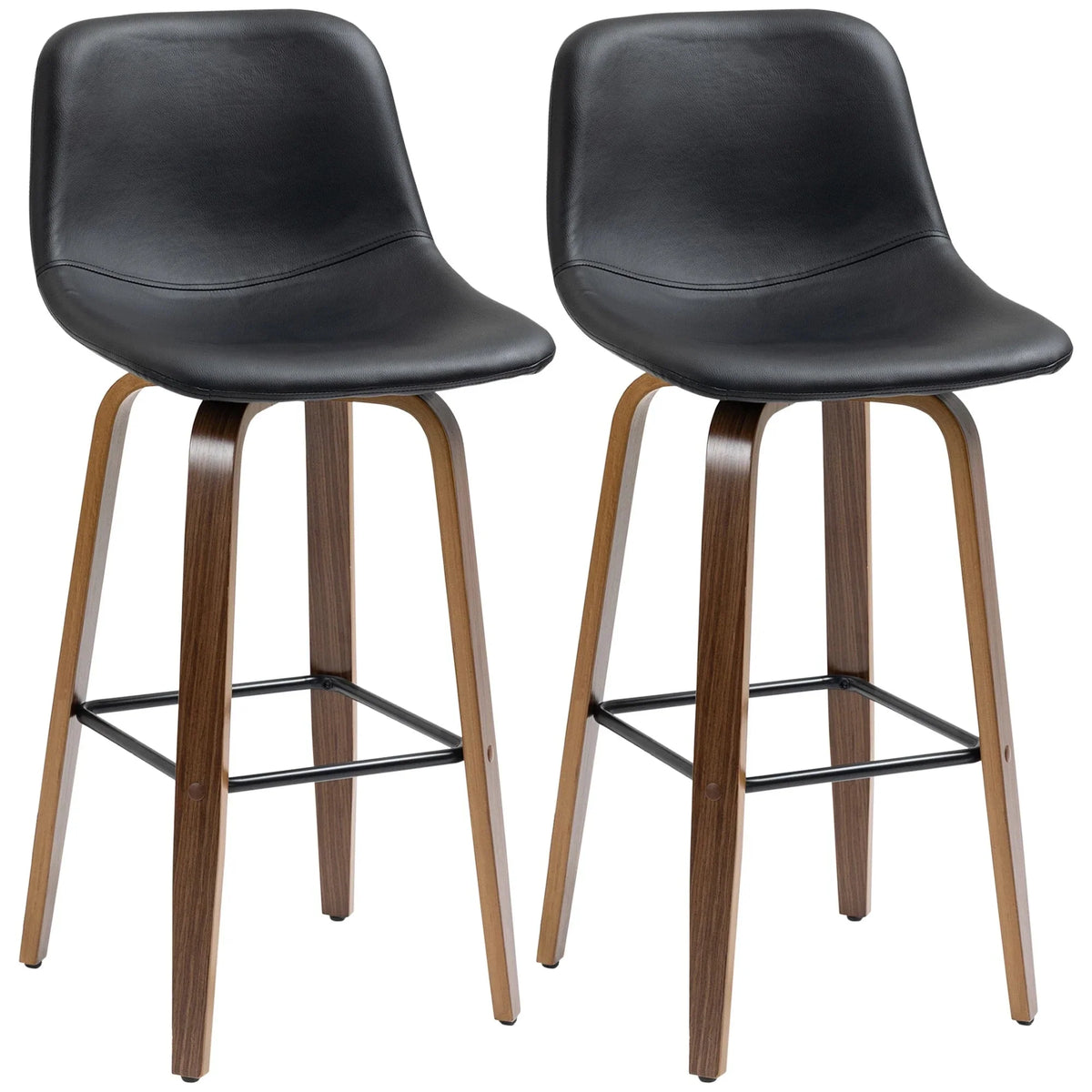 Aosom Mid Back Faux Leather Upholstery Bar Stools (Set of 2), image 2