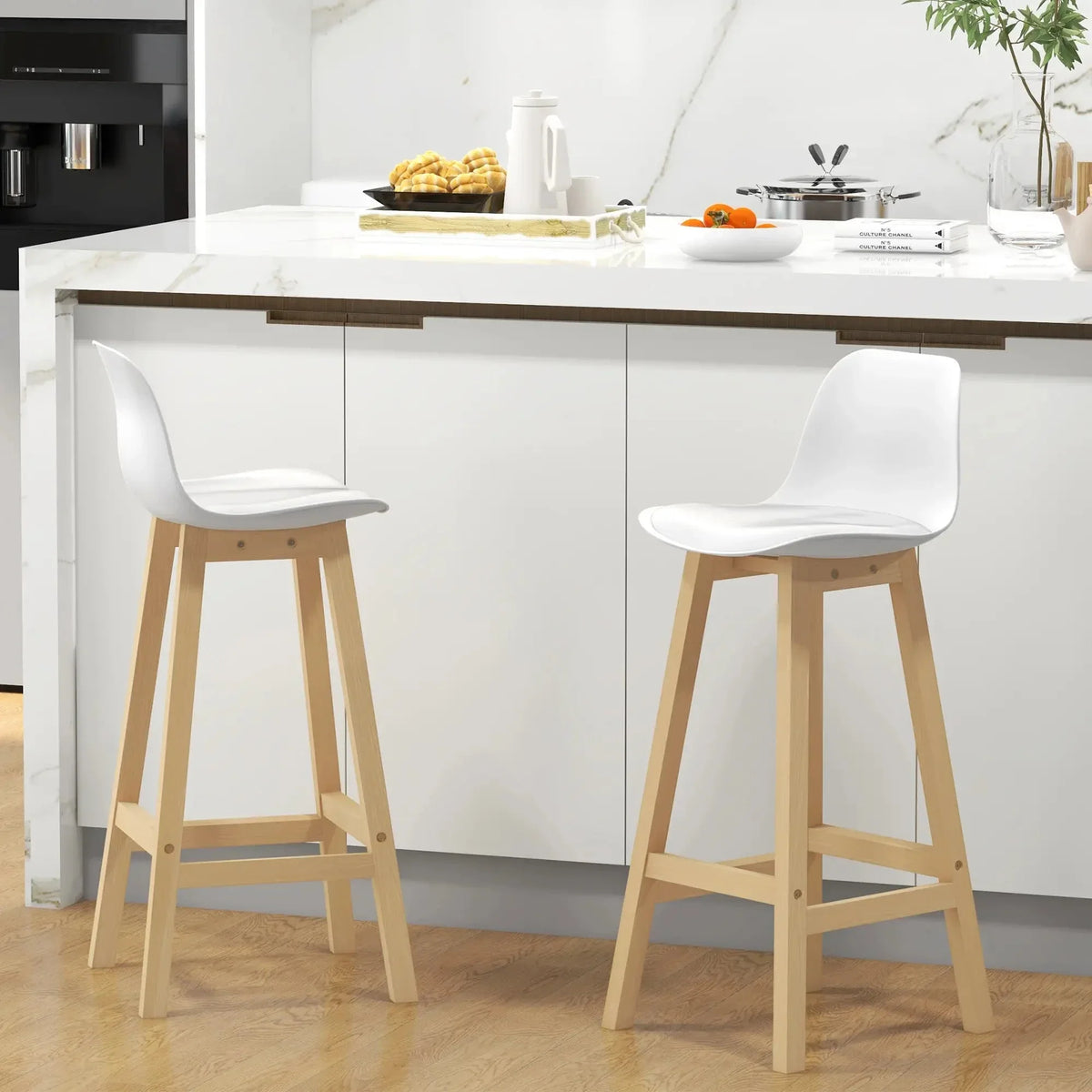 Aosom Faux Leather Upholstered Bar Stools (Set of 2), image 1