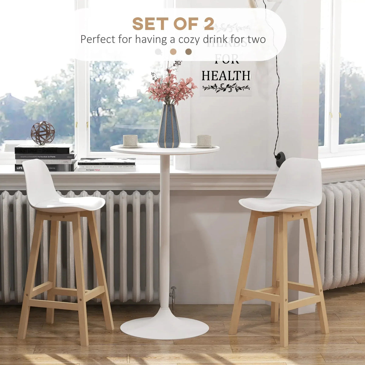 Aosom Faux Leather Upholstered Bar Stools (Set of 2), image 4