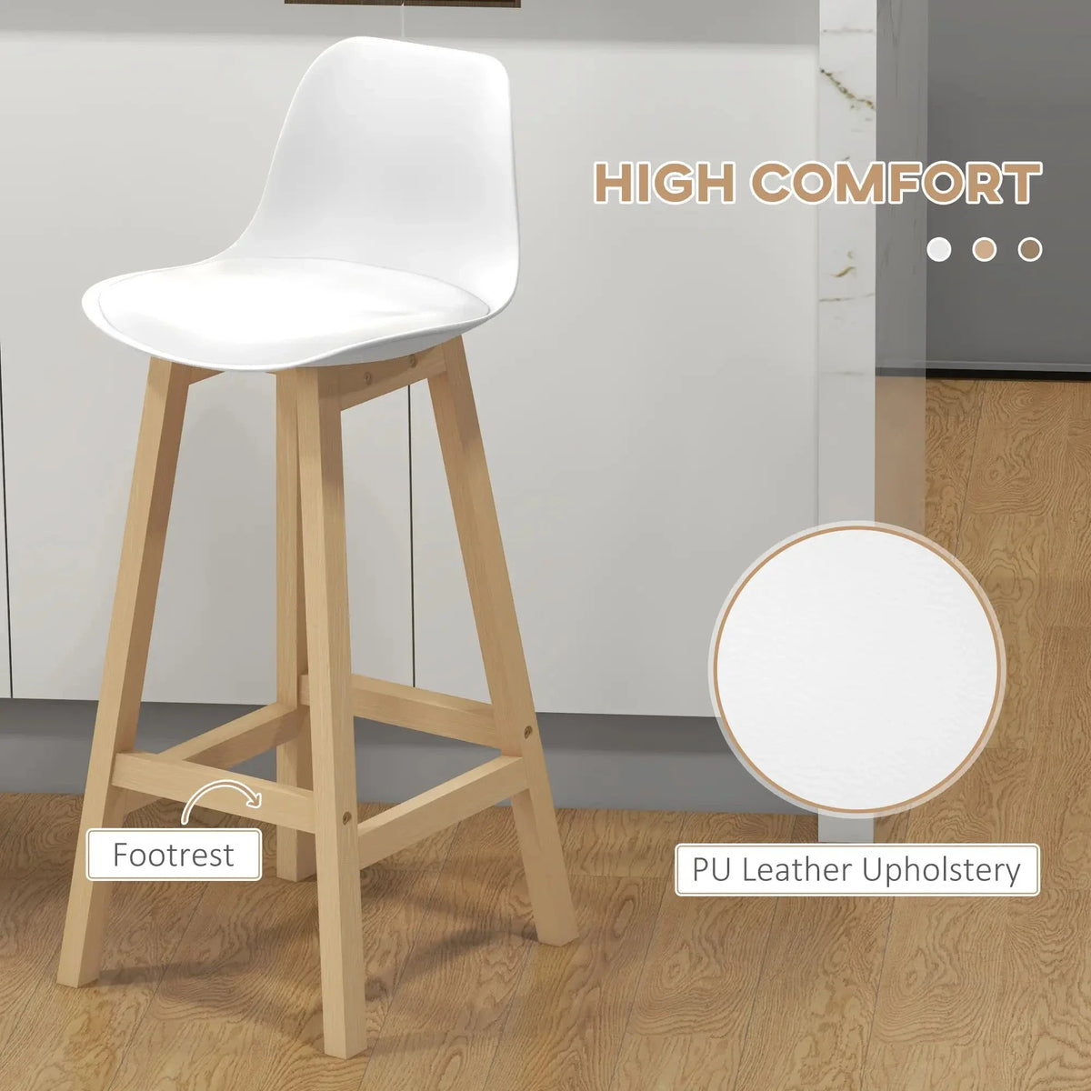 Aosom Faux Leather Upholstered Bar Stools (Set of 2), image 5