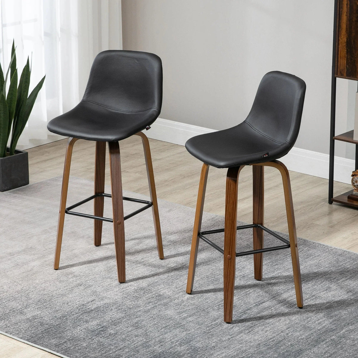 Aosom Mid Back Faux Leather Upholstery Bar Stools (Set of 2), image 1