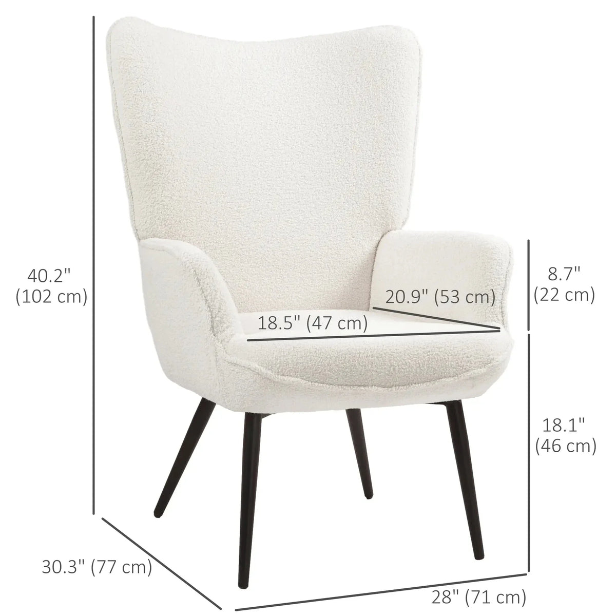 Aosom Accent Upholstered Wingback Chair, image 3
