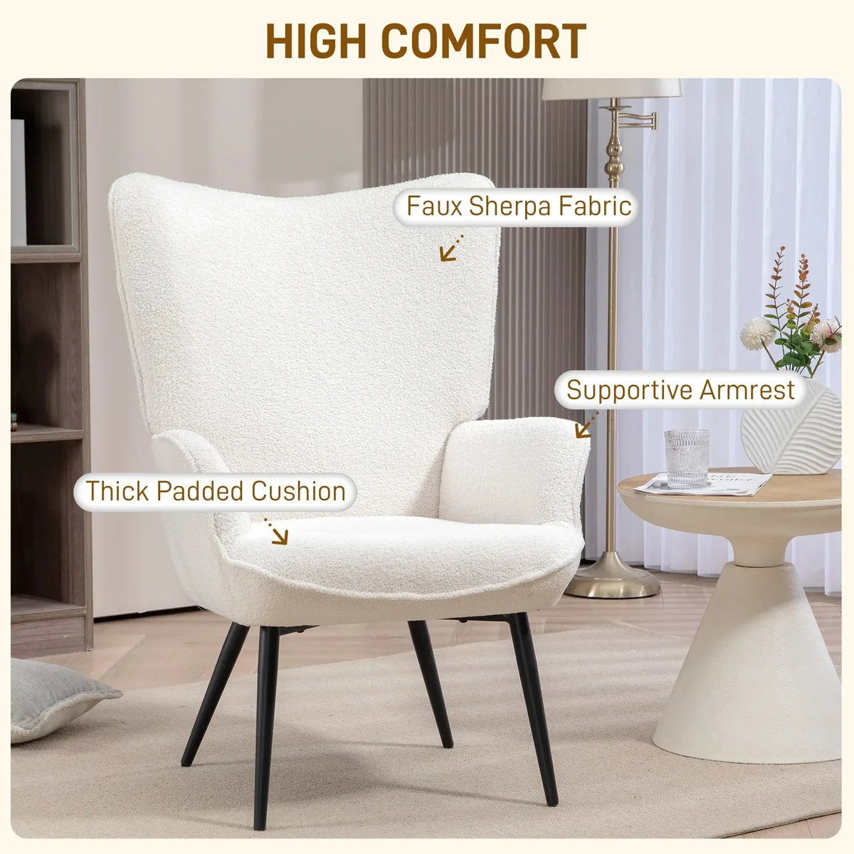 Aosom Accent Upholstered Wingback Chair, image 4