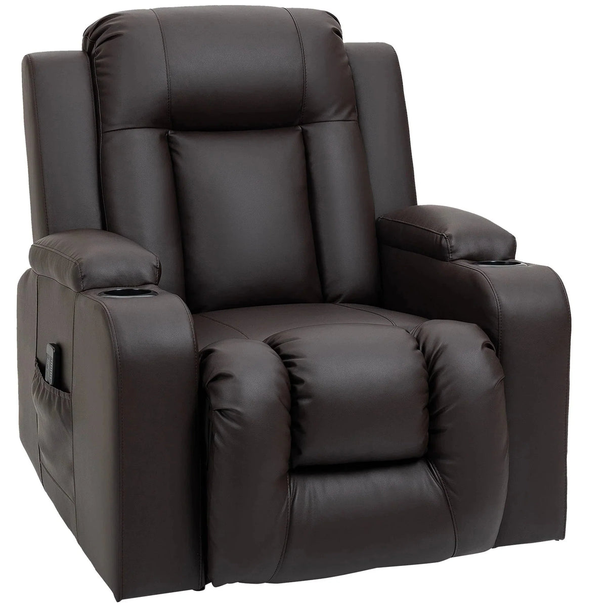 Aosom 8 Vibration Points Massage Swivel Reclining Chair with Cup Holders in Faux Leather, image 2
