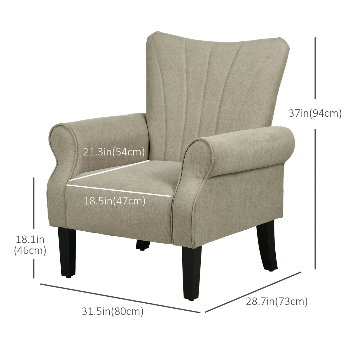 Aosom Fabric Armchair With Wood Legs, image 3