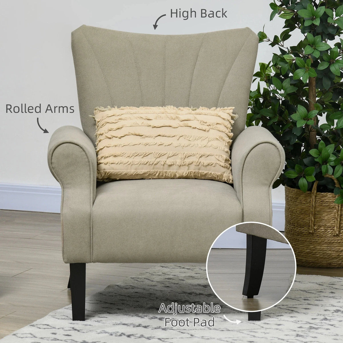 Aosom Fabric Armchair With Wood Legs, image 5