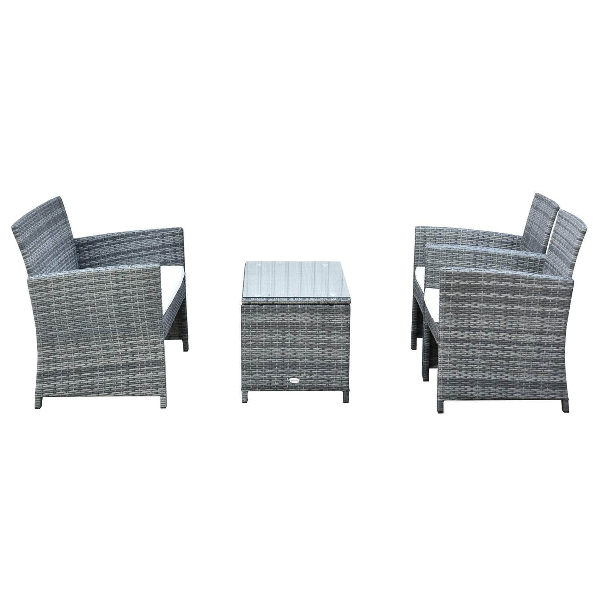Aosom 4 Piece Outdoor Patio Wicker Rattan Garden Lawn Chair with Table Conversation Set, image 2