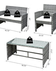 Aosom 4 Piece Outdoor Patio Wicker Rattan Garden Lawn Chair with Table Conversation Set, image 3
