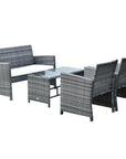 Aosom 4 Piece Outdoor Patio Wicker Rattan Garden Lawn Chair with Table Conversation Set, image 4