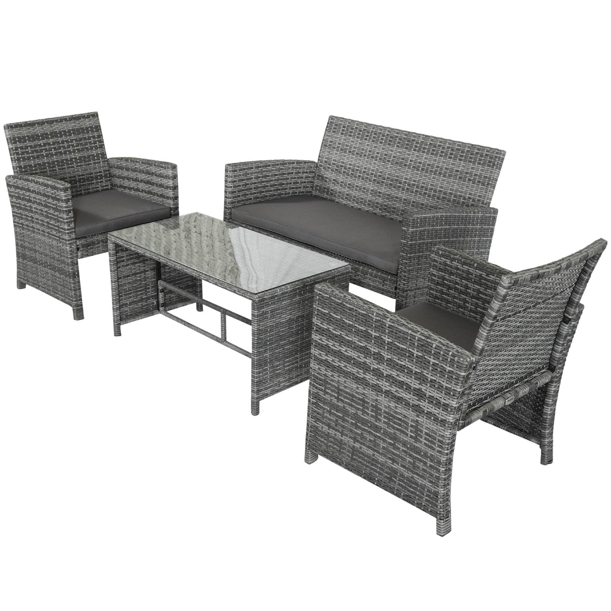 Aosom 4 Piece Outdoor Patio Wicker Rattan Garden Lawn Chair with Table Conversation Set, image 9