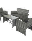 Aosom 4 Piece Outdoor Patio Wicker Rattan Garden Lawn Chair with Table Conversation Set, image 9