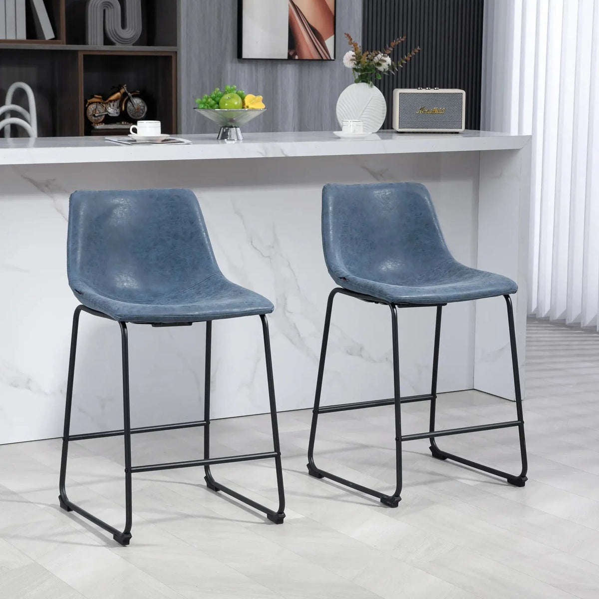 Aosom Counter Bar Stools With Vintage Faux Leather (Set of 2), image 1