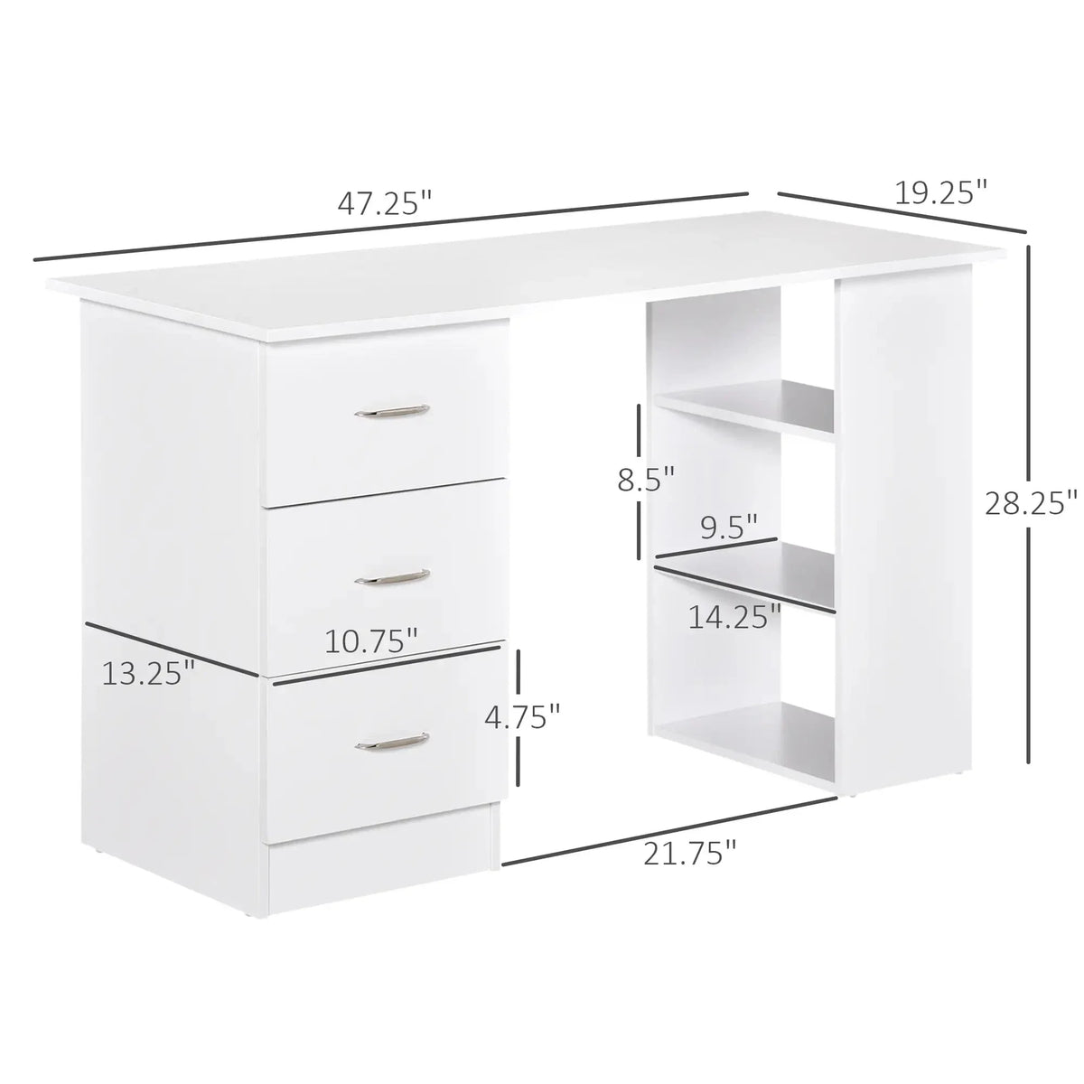 Aosom Computer Office Desk With 3 Shelves and 3 Storage Drawers, image 3