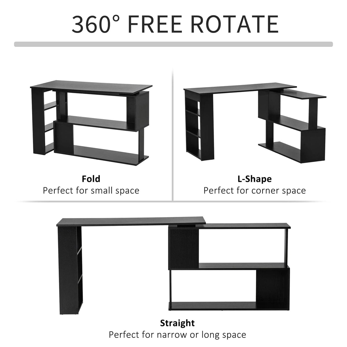 Aosom L Shaped Corner Office Computer Desk with Storage Shelf, image 5