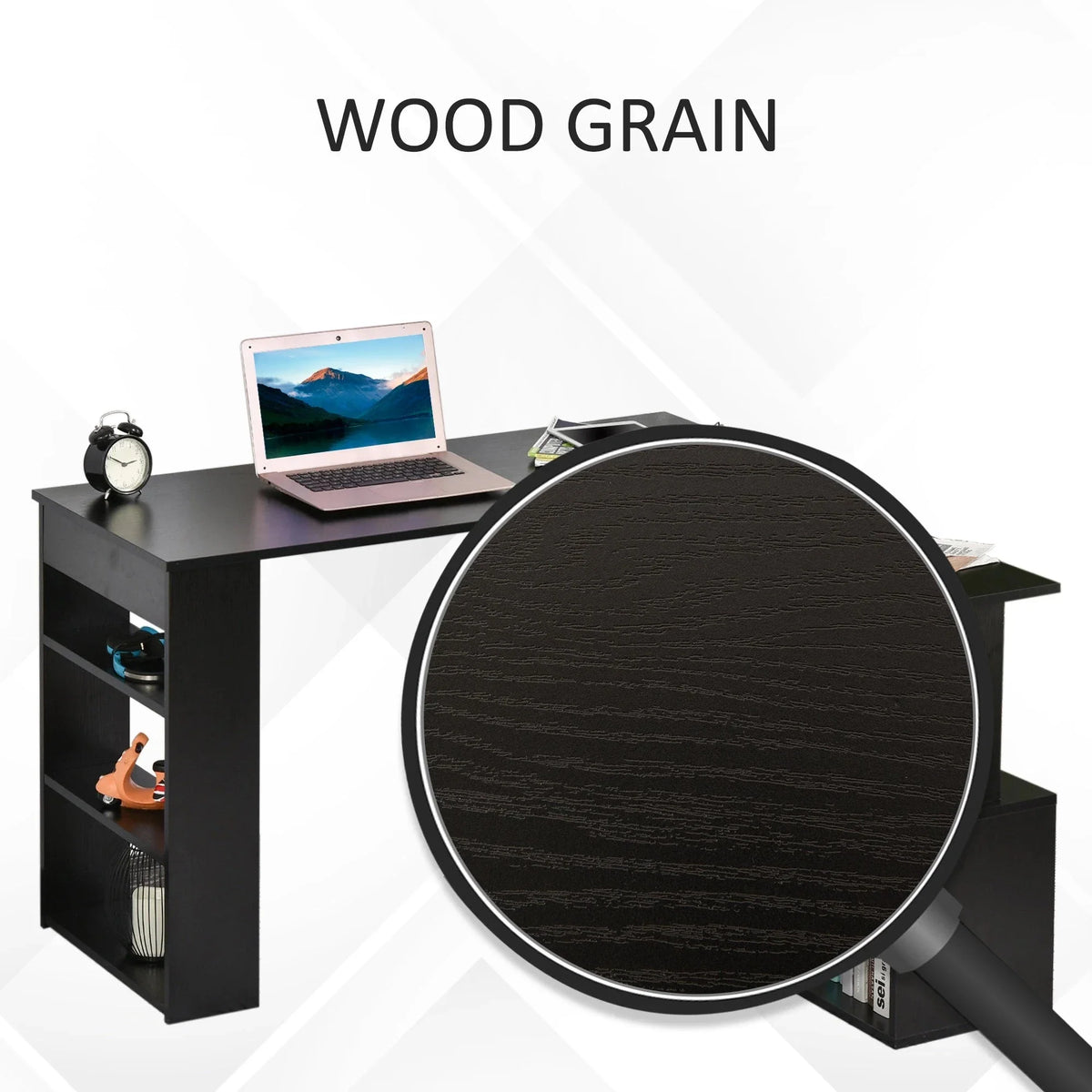Aosom L Shaped Corner Office Computer Desk with Storage Shelf, image 6