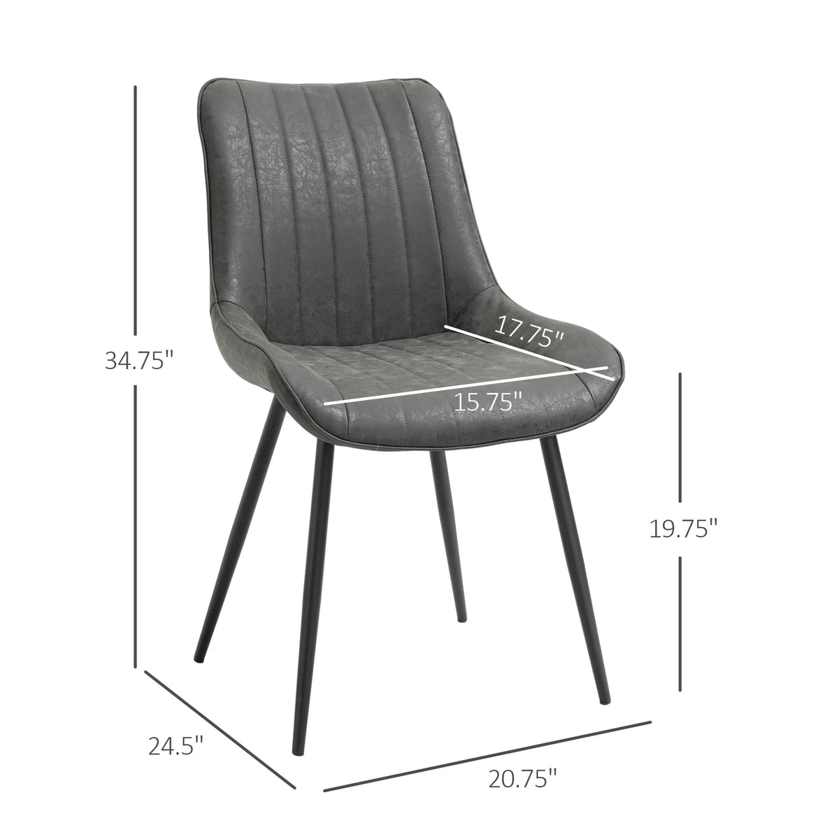 Aosom Faux Leather Upholstered Dining Chair (Set of 2), image 3
