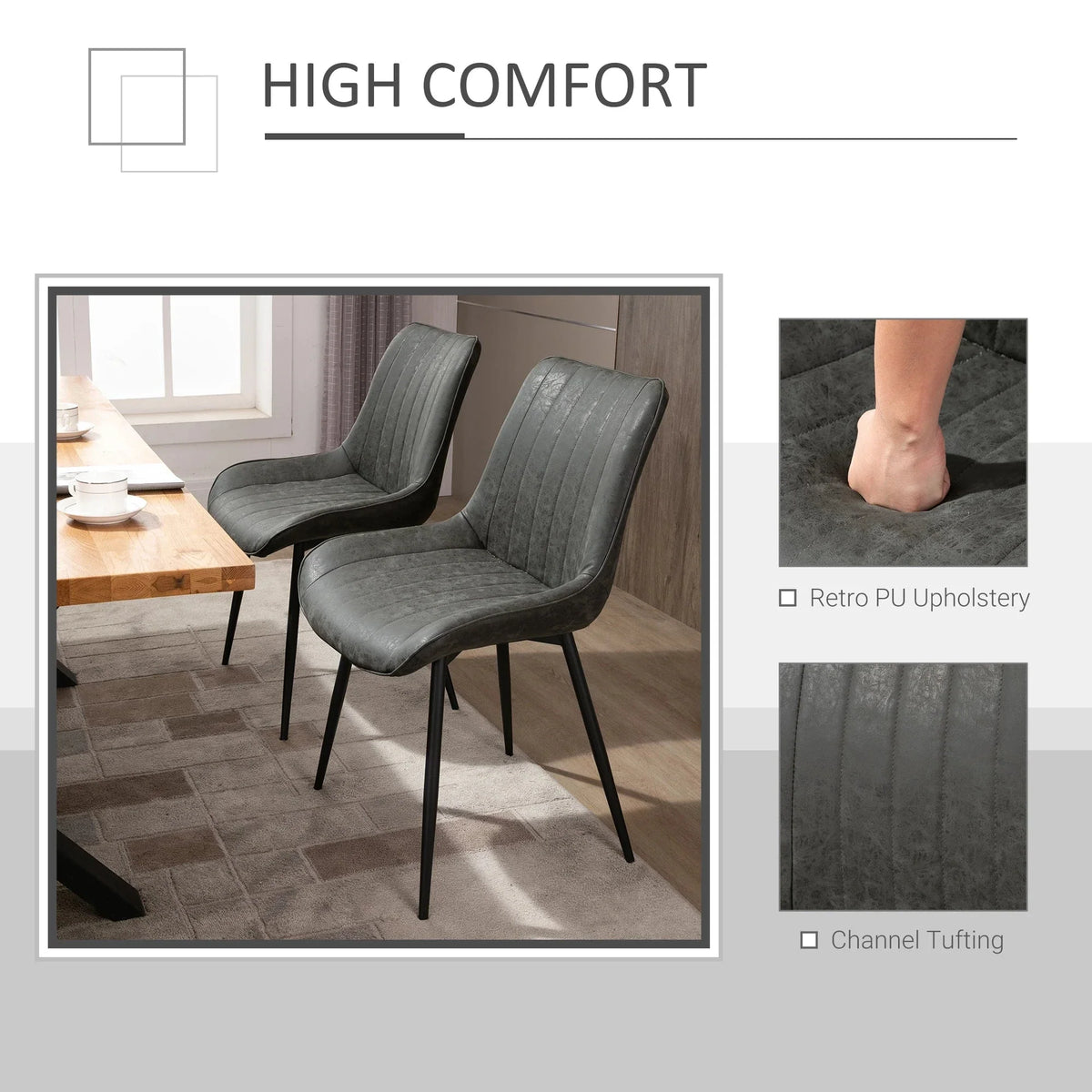 Aosom Faux Leather Upholstered Dining Chair (Set of 2), image 5