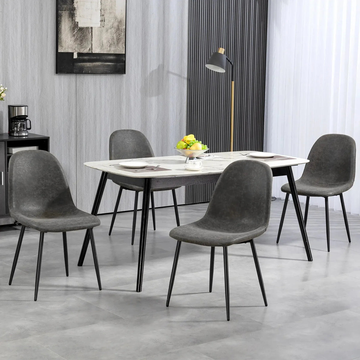 Aosom Faux Leather Upholstered Retro Dining Chairs (Set of 4), image 2