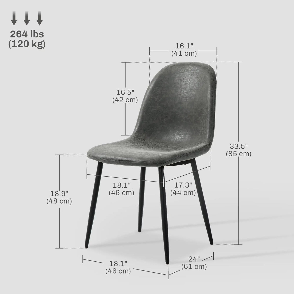 Aosom Faux Leather Upholstered Retro Dining Chairs (Set of 4), image 3