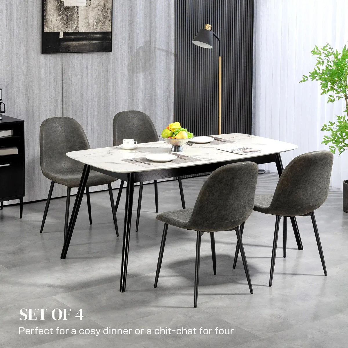 Aosom Faux Leather Upholstered Retro Dining Chairs (Set of 4), image 4