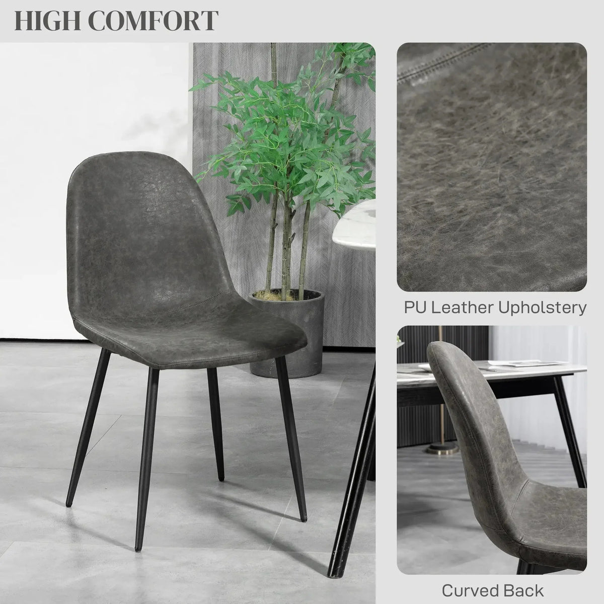 Aosom Faux Leather Upholstered Retro Dining Chairs (Set of 4), image 5