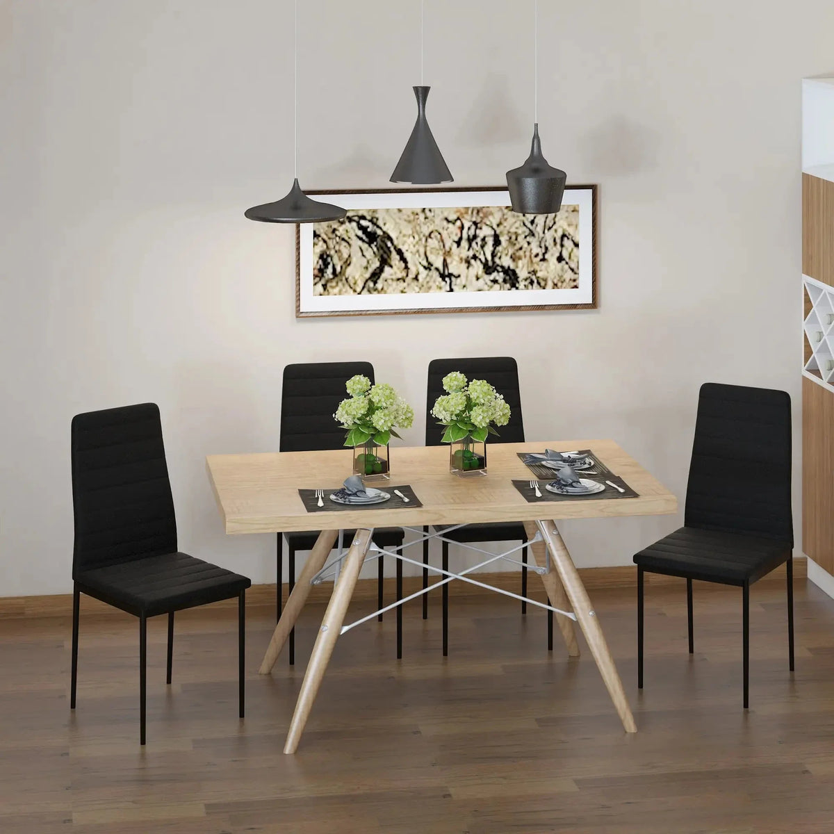 Aosom High Back Dining Chairs With Upholstered Faux Leather (Set of 4), image 2