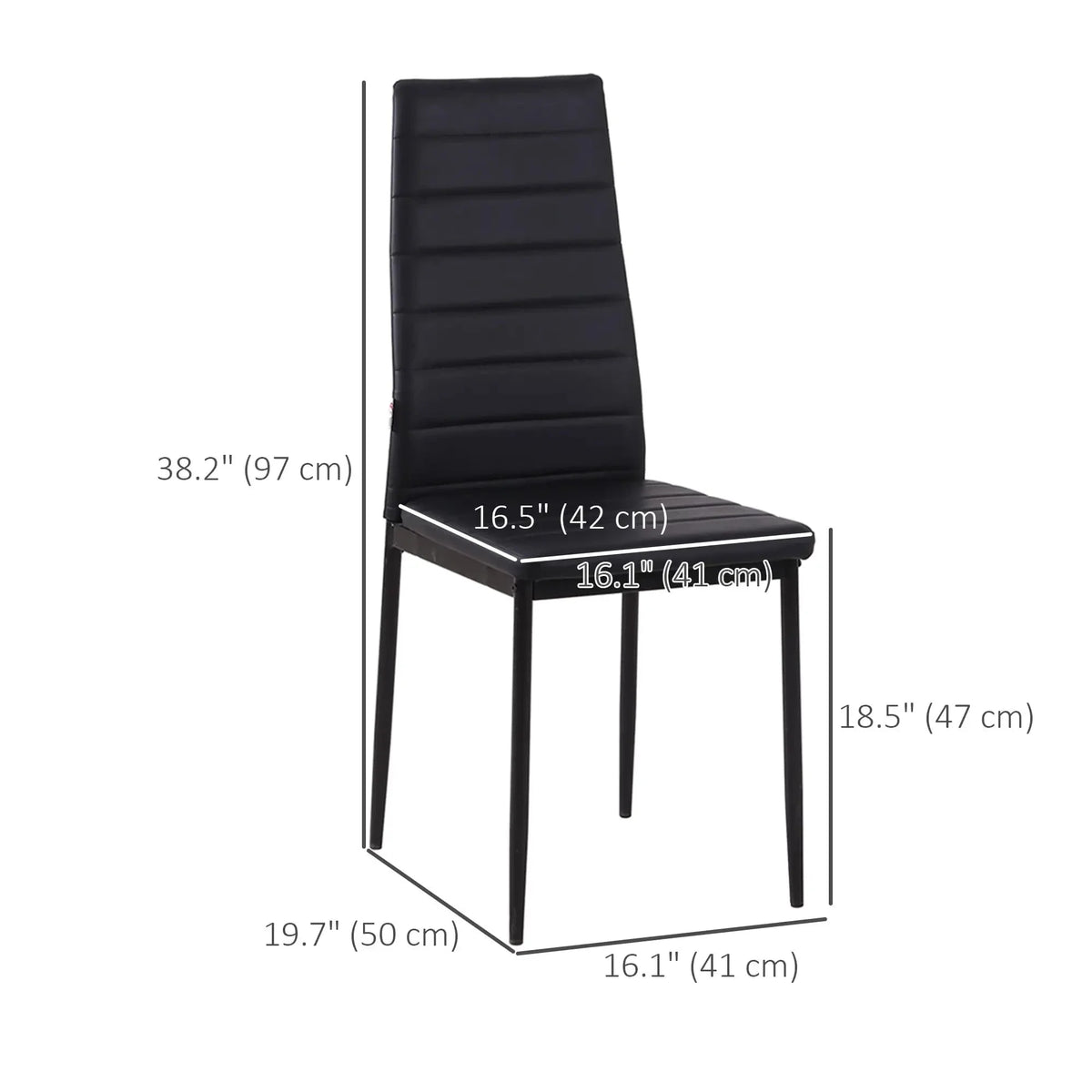 Aosom High Back Dining Chairs With Upholstered Faux Leather (Set of 4), image 3