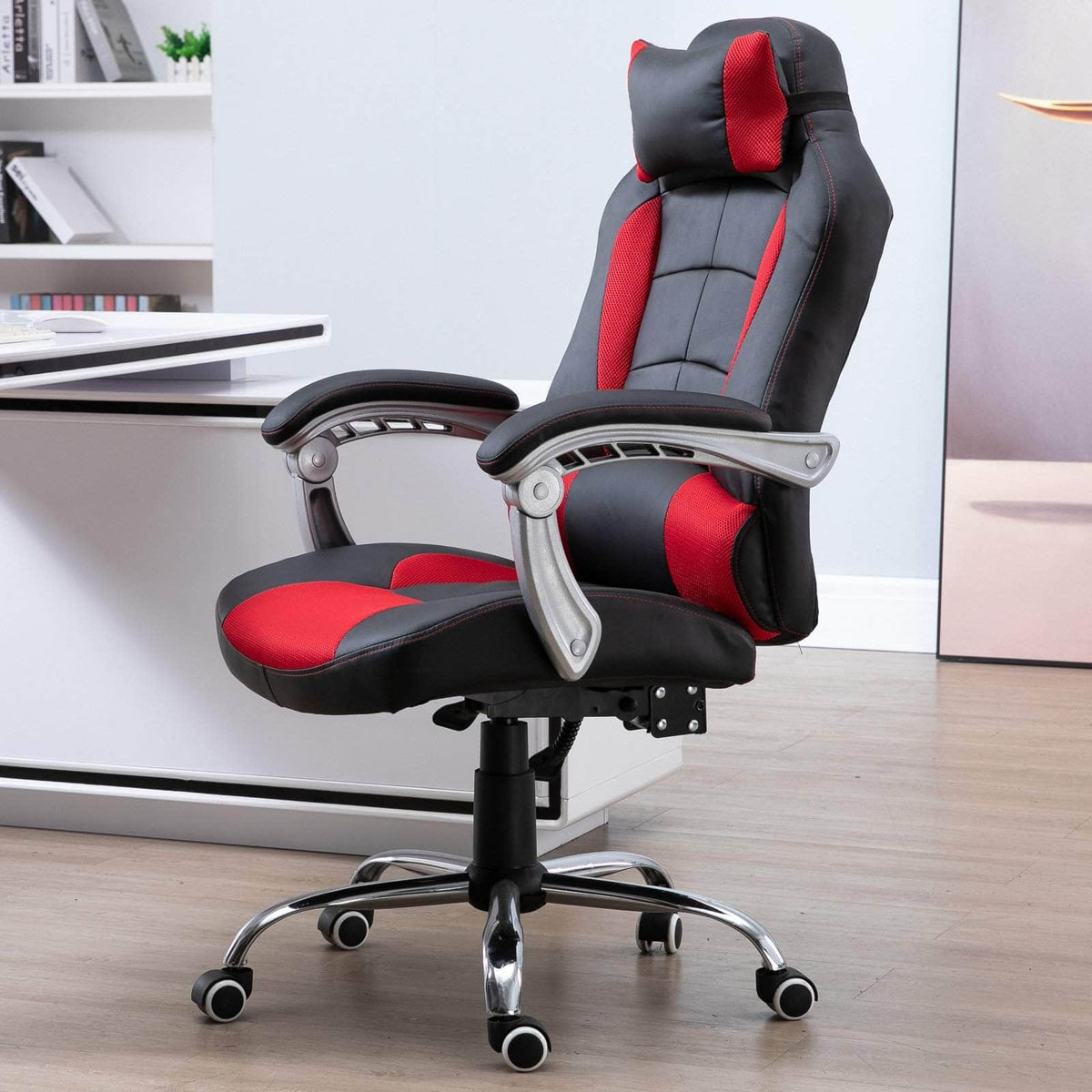 Aosom Ergonomic Swivel Recliner Height Adjustable Racing Office Gaming Chair in Faux Leather, image 1