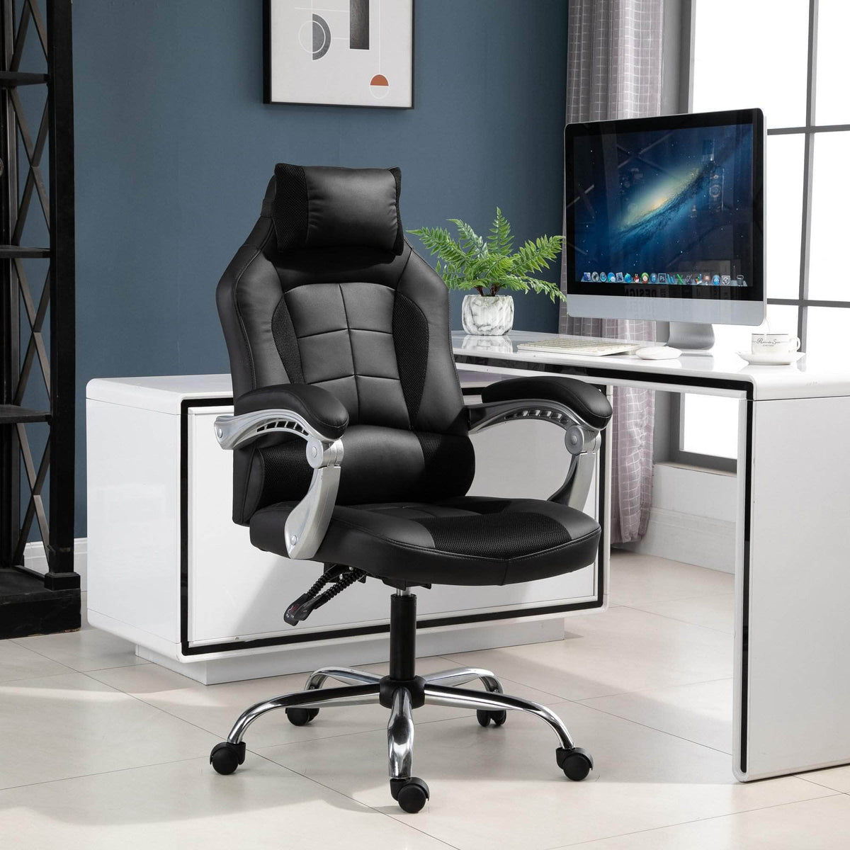 Aosom Ergonomic Swivel Recliner Height Adjustable Racing Office Gaming Chair in Faux Leather, image 6