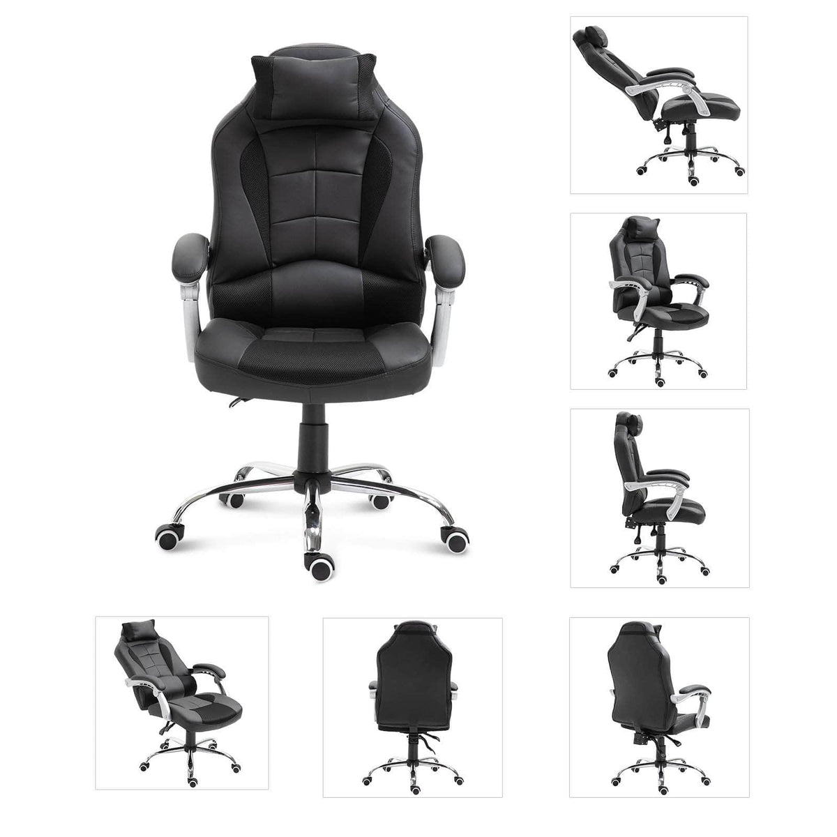 Aosom Ergonomic Swivel Recliner Height Adjustable Racing Office Gaming Chair in Faux Leather, image 10
