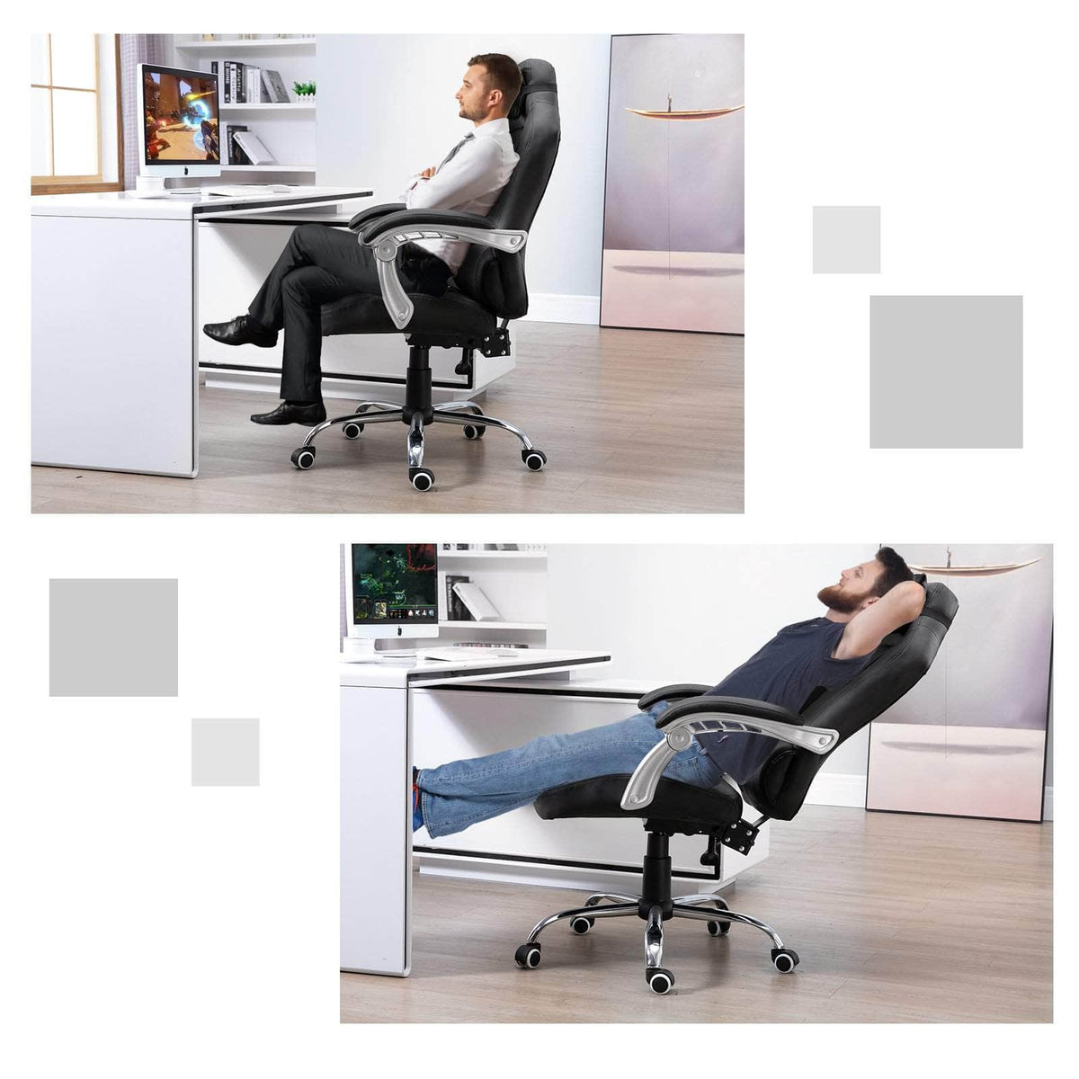 Aosom Ergonomic Swivel Recliner Height Adjustable Racing Office Gaming Chair in Faux Leather, image 11