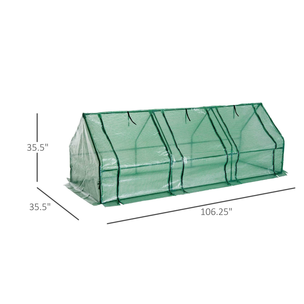 Aosom Long Tunnel 3 Door Metal and Plastic Portable Backyard Greenhouse in Green, image 3