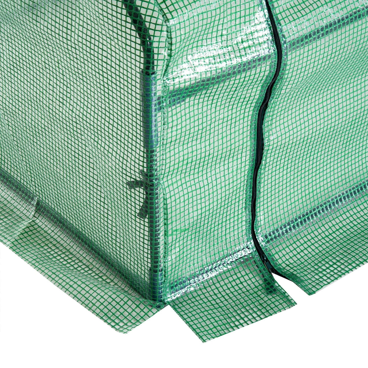 Aosom Long Tunnel 3 Door Metal and Plastic Portable Backyard Greenhouse in Green, image 6