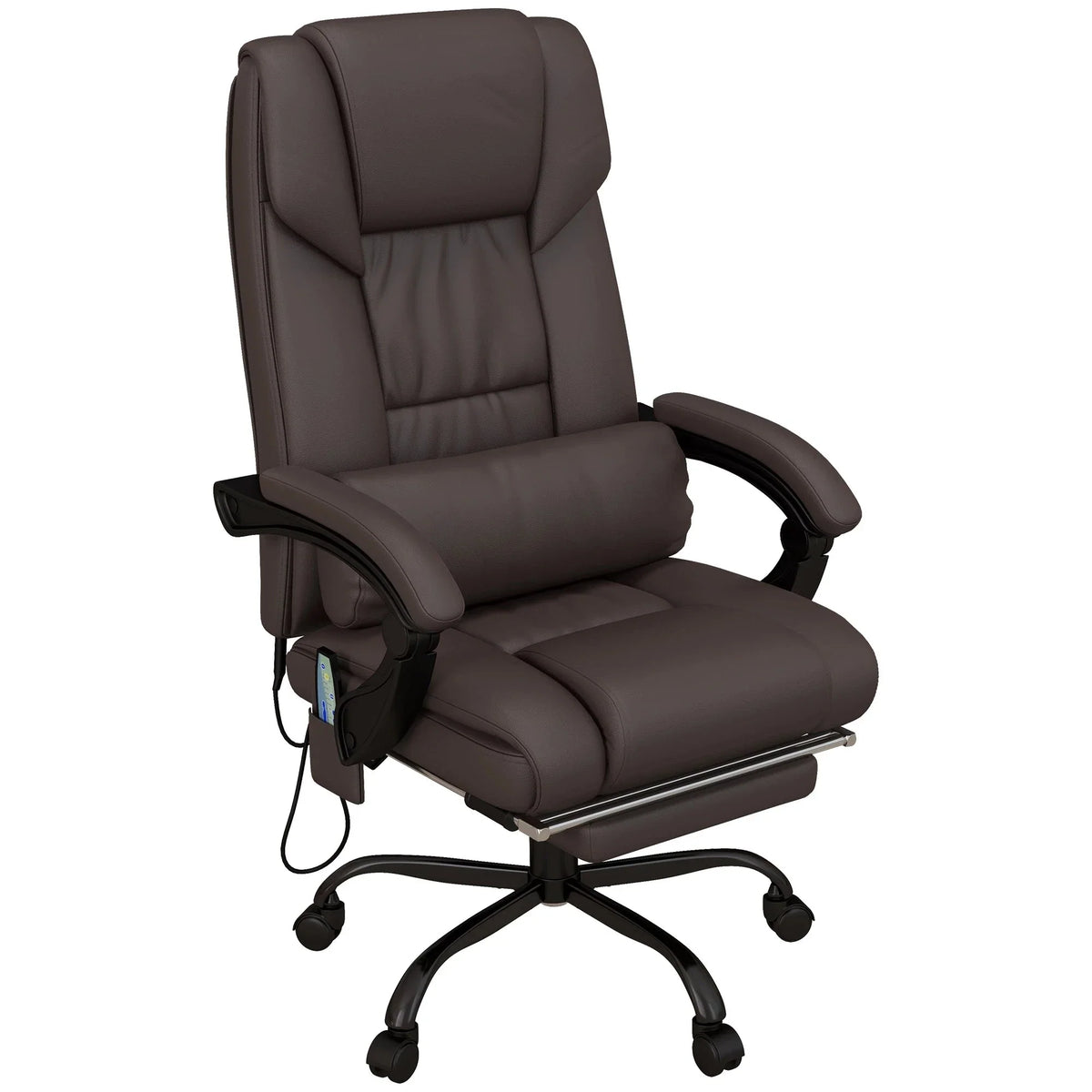 Aosom 6 Point Vibration Massage Faux Leather Office Chair in Brown, image 2