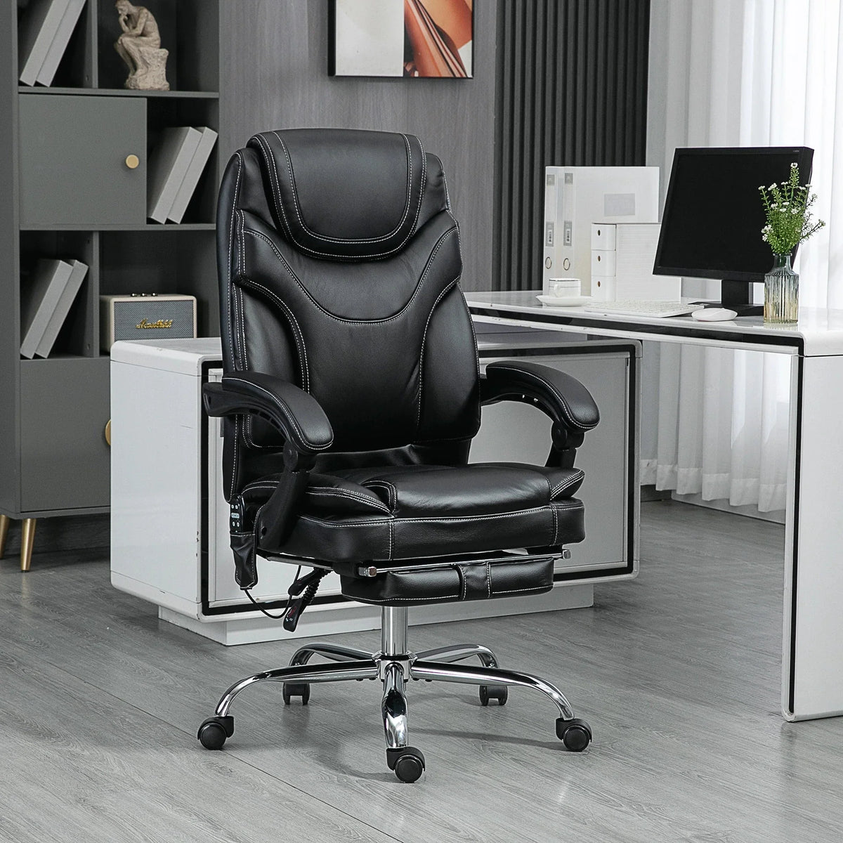 Aosom Faux Leather Heated Massage Office Chair With 6 Point Vibration, image 1