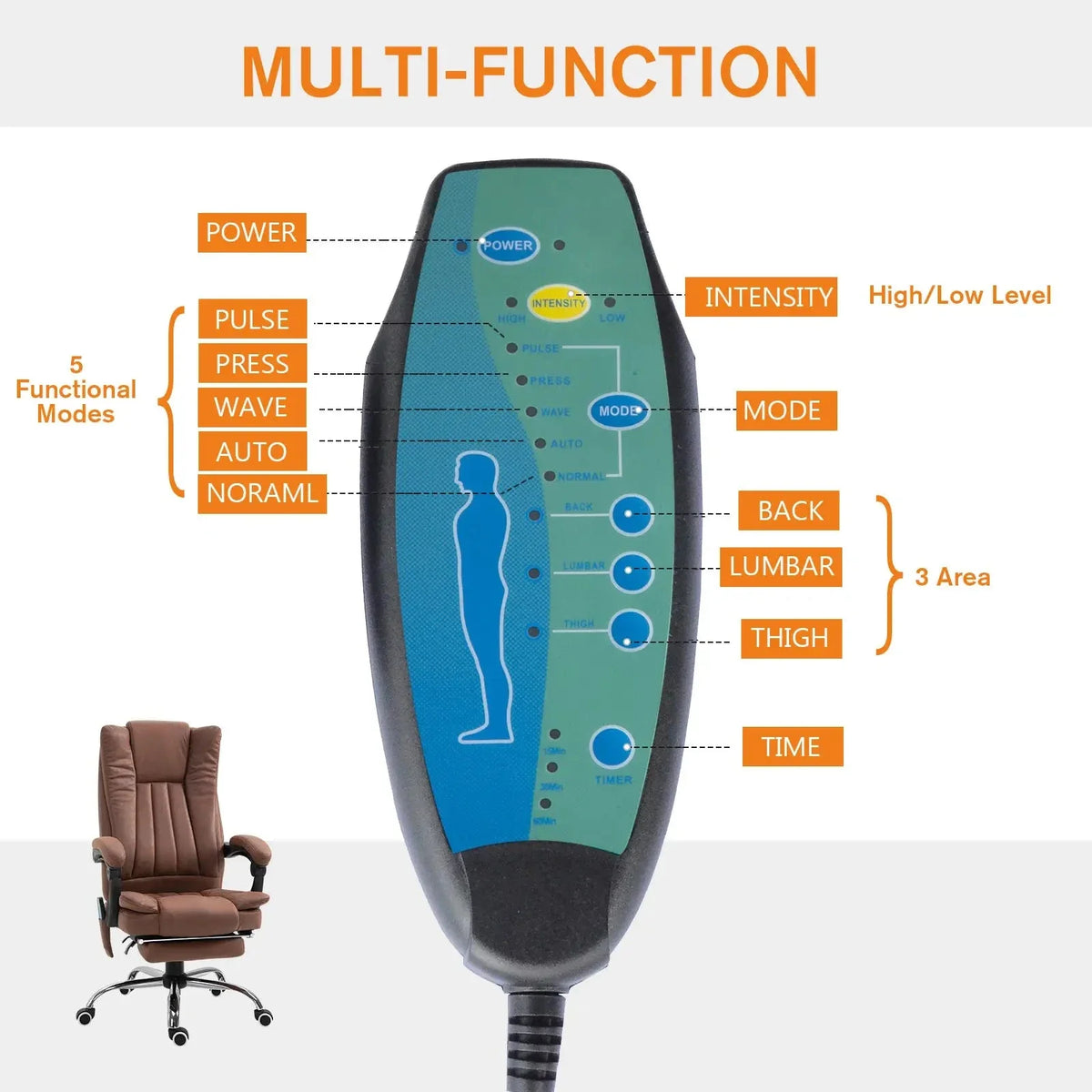 Aosom Micro Fiber Massage Office Chair with 6 Point Vibration, image 4