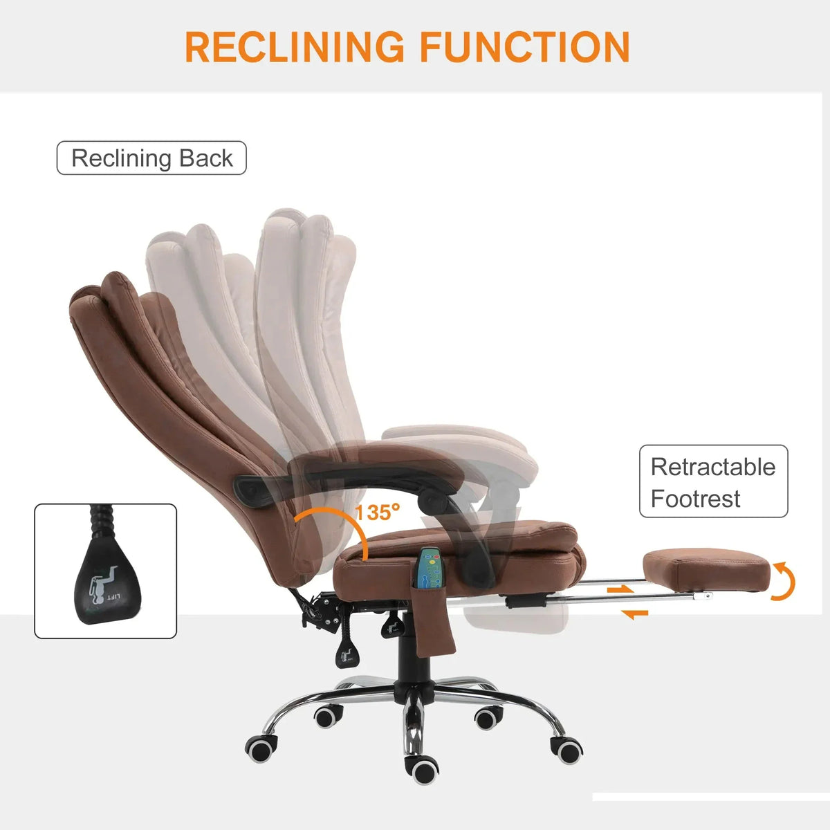 Aosom Micro Fiber Massage Office Chair with 6 Point Vibration, image 5