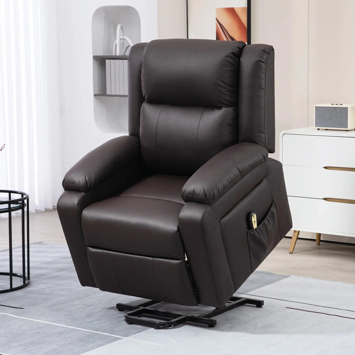Aosom Faux Leather Upholstered Power Lift Recliner Chair, image 1