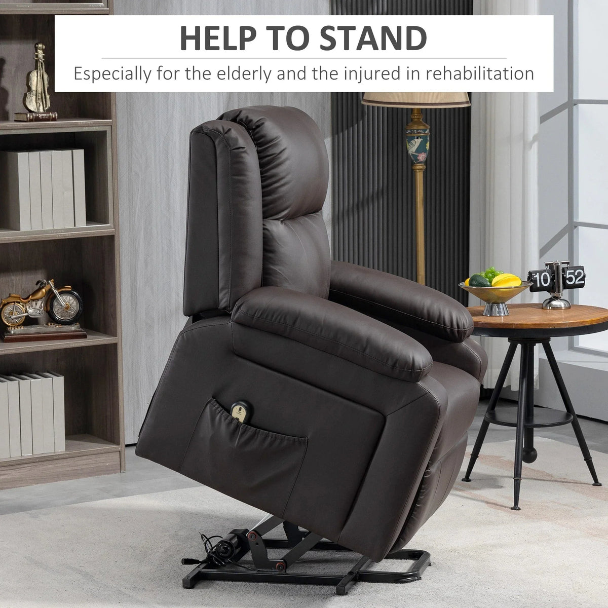 Aosom Faux Leather Upholstered Power Lift Recliner Chair, image 4