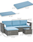 Aosom 3 Piece Modern Outdoor Patio Hand Woven Rattan Wicker Sectional Sofa with Coffee Table, image 3