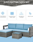 Aosom 3 Piece Modern Outdoor Patio Hand Woven Rattan Wicker Sectional Sofa with Coffee Table, image 4